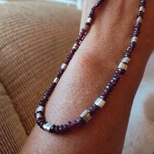 JEWELZ 925  Beaded Garnet Gemstone Necklace